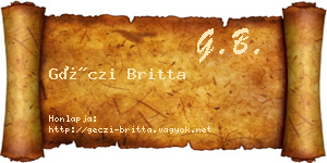 Géczi Britta névjegykártya